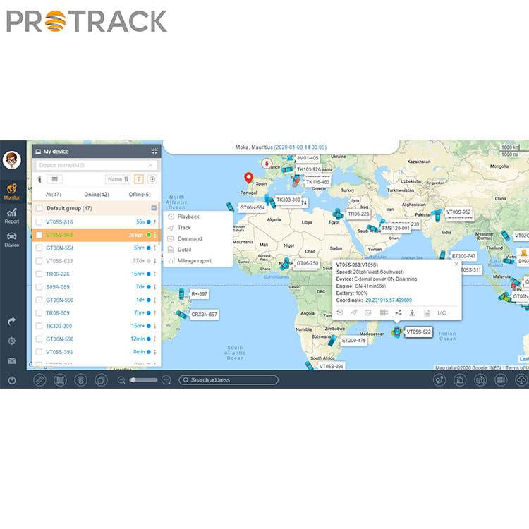 عرض تباطؤ المحرك على منصة Protrack